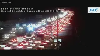 Traffic stalled following crash on I-285 WB at Peachtree Dunwoody Road