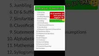 RRB group D REASONING syllabus #groupd #exam #rrbgroupdexamdatenewupdate #groupdvacancy
