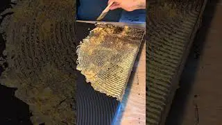 Artist is creating, painting, and applying gold leaf to a textured art piece!