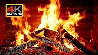 🔥 Snowy Night Fireplace 4K &mdash; Cozy Winter Fire Sounds
