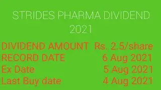 STRIDES PHARMA SHARE DIVIDEND 2021 RECORD DATE