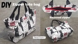 Zipper tote bag | Zippered tote bag Tutorial | Tote bag tutorial