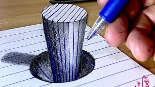 3D Trick Art on Line Paper Stick in the Hole
