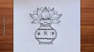 Kalash drawing / How to draw Kalash | Mangal Ghat drawing | Easy Kalash drawing tutorial 