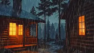 Cozy House at Night | Heavy Rain & Soft Thunder Sounds for Deep Sleep
