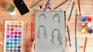 Types of hair style drawing 🤗| Easy drawing tutorial for beginners| Pencil drawing|Live drawing 🎨art