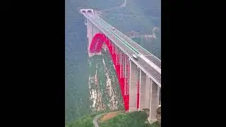 World History-Scenic Mountain View with Stunning Red Arch Bridge #shorts #trending