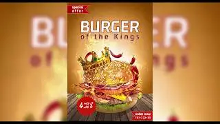 social media post Design ads for burger on photoshop  | تصميم سوشيال ميديا اعلان لبرجر