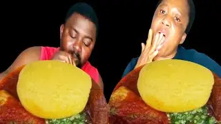 GHANA OKRO STEW AND SAMR FUFU SAMR MUKBANG AFRICAN FOOD SAMR MUKBANG #eating #food#mukbang #okrosoup