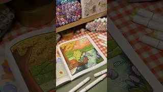 relaxing ASMR coloring 🌅💚 Comfy Days by Coco Wyo #asmrcoloring #cocowyocoloringbook #colorwithme