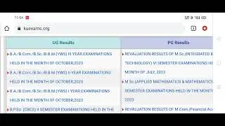 KU Degree exam results BA BSC BCom BBM YWS October 2023 results