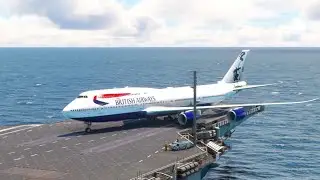 FORBIDDEN! Reckless 747 British Airways Takeoff from an Aircraft Carrier