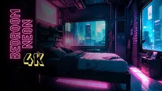 Bedroom Neon Futuristic City | 4k Live Wallpaper