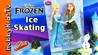 New FROZEN Ice Skating Dolls! Toy Review Olaf HobbyKidsTV