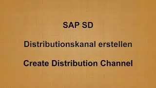SAP SD - Create Distribution Channel