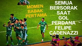 Semua bersorak saat gol Felipe Cadenazzi / Momen babak 1 dari tribun (PSMS Medan vs Sriwijaya FC) 