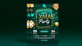 Christmas event party flyer design in illustrator | Xmas | Merry | Poster design