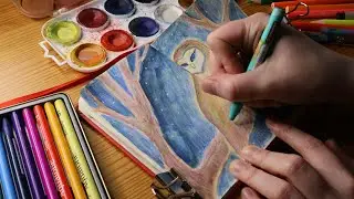 Real time draw with me 4K / Chill mixed media #sketchbook drawing process (no talking)