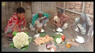 Tribe grandma cooking ll Chicken spare parts with CAULIFLOWER curry ll Tribe cooking express