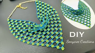 Scarf Beaded Necklace || Kerchief beaded necklace || DIY Beaded Necklace