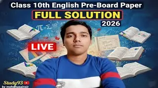 L-3 (b)Class 10th English Pre board exam 2026 || full english papersolution Study93by mohd husainsir