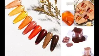 Senvenski Jelly Crystal Gel Nail Polish Translucent Summer Set Red Orange Grey Amber 6 Colors