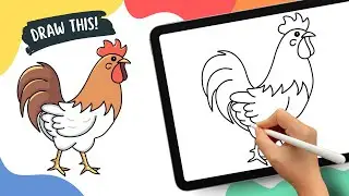 Rooster &ndash; Easy Cartoon Drawing Tutorial