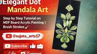 🎨Elegant dot mandala art | step by step tutorial on MDF board acrylic painting | brush strokes🖌️