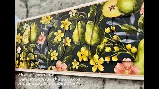 Slimeline Card Using Painterly Pears Designer Paper & Party Alphabet Dies