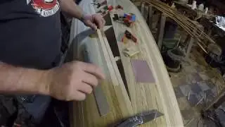Cedar strip canoe building. Strip fit tutorial