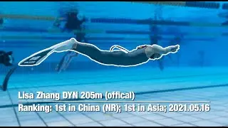 DYN 205m Asia CR, new China NR - Chengdu Freediving Competition AIDA 2021 Lisa Benben Zhang 20210516