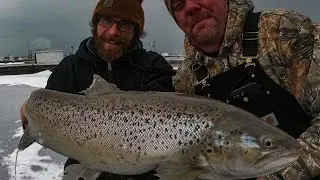 Ice Fishing Harbor Brown Trout
