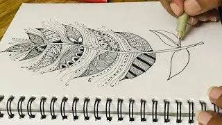 Zentangle feather - zentangle art feather - zentagle feather designs