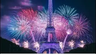 Fireworks at the Eiffel Tower for Bastille Day 2020
