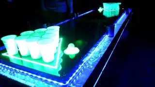 Clear Plexiglas LED Moat Beer Pong Table with Auto Ball Washers