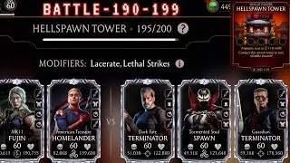 Fatal Hellspawn Tower Battle 190-199 Fight + Testing Homelander Multiple team synergies MK Mobile