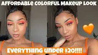 AFFORDABLE Colorful Makeup Look🧡 | EVERYTHING UNDER $20!!