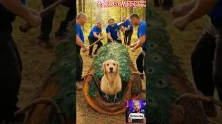 rescue peacock dog in wood trunk #animals #funny