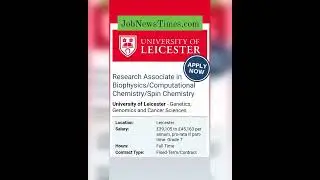 Research Jobs in Biophysics/Computational Chemistry Genetics, Genomics and Cancer Sciences&nbsp;Apply Now