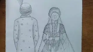 How to draw Indian wedding couples drawing #art #couple #love #viralvideo #viral