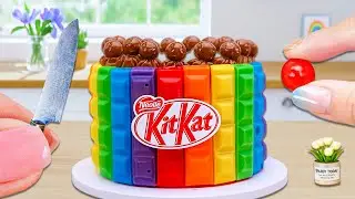 Miniature Rainbow Dessert 🌈 Rainbow Oreo vs KitKat Cake Recipe🍫 Kitchen Mini Kitchen