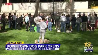 Pet owners gather in Downtown Colorado Springs for parade and opening of new Antlers Dog Park