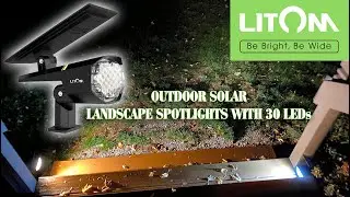 LITOM 30 LEDs Outdoor Solar Landscape Spotlights : PRO IP67 : Cold & Warm White : 4 Pack