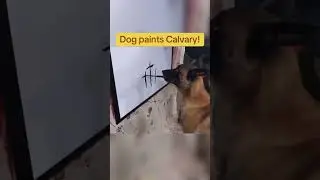 A dog paints Calvary!  #jesus #calvary #Bible #Christ #messiah  #dog #paint #painting