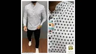 Men's Printed Cotton Kurta Style Shirt //Cotton//Long Sleeves#shirts #cottonshirts