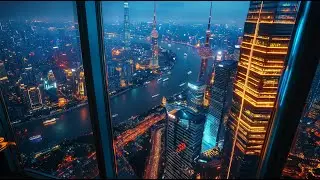 Shanghai Skyline Night 🌃 | Uplifting Lofi Beats for Success & Motivation [City Ambience]