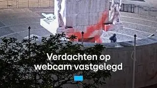 Verdachten die Nationaal Monument op de Dam bekladden op webcam vastgelegd | RTL Nieuws