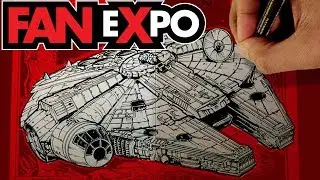 DRAWING THE MILLENNIUM FALCON on a HAN SOLO SKETCH COVER!