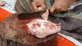 Goat head cutting skills bd Dhaka market