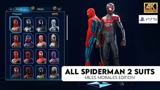 All Spider-Man 2 Suits Unlocked &ndash; Miles Morales Suits Showcase (PS5 Gameplay)